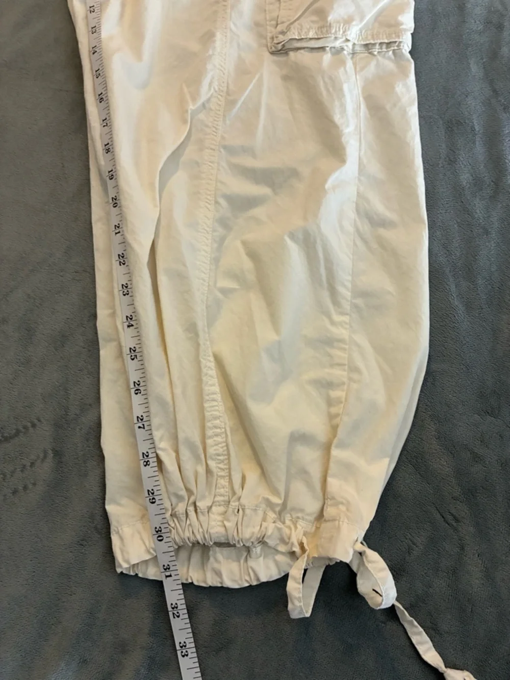 aerie Cream Wide-Leg Cargo Pants with Drawstring Waist - Picture 16 of 16